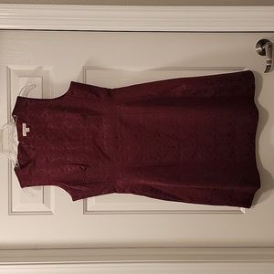 Eva Mendes New York & Company Burgundy Brocade  Dress Size 14